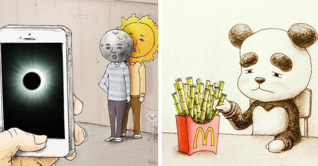 Японский художник рисует немного странные, но забавные иллюстрации об окружающем мире