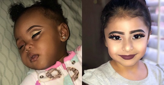 В Сети раскритиковали мамочек, которые опубликовали снимки маленьких детей с макияжем.